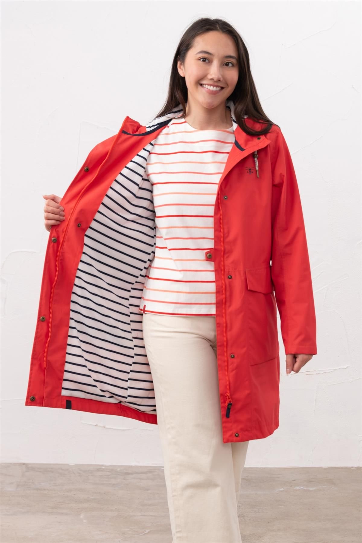 Lighthouse Clothing Lighthouse Clothing Women's Long Beachcomber Jacket Spring Summer Outdoor Coat in Red - 4