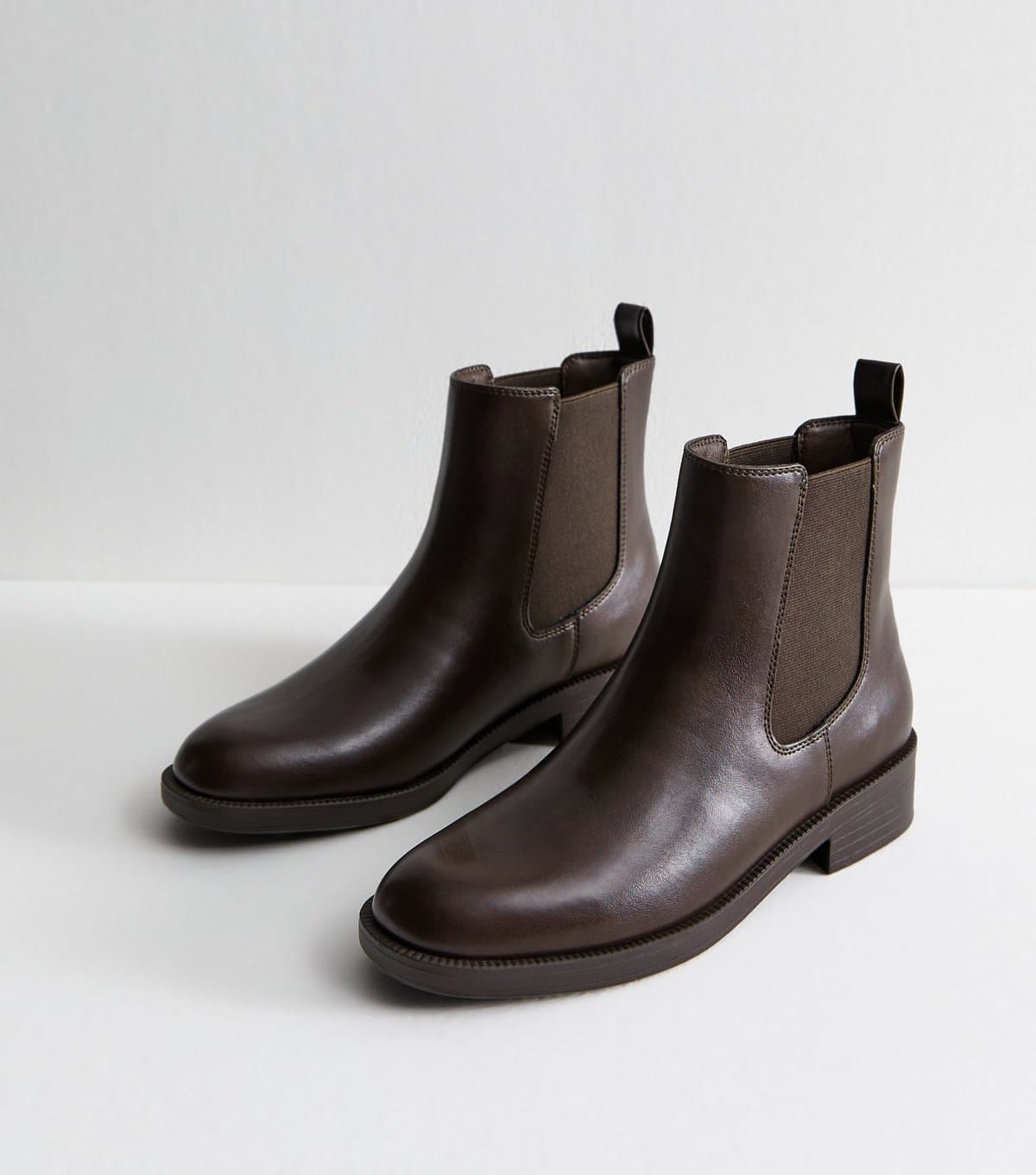 New Look Women's Dark Brown Faux Leather Chelsea Boots New Look