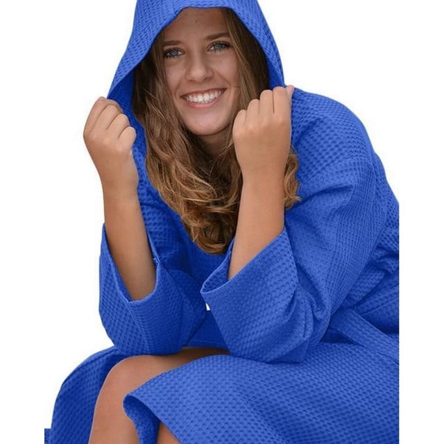 ARTG ARTG Women's Robezz Waffle Hooded Dressing Gown in Blue - 3