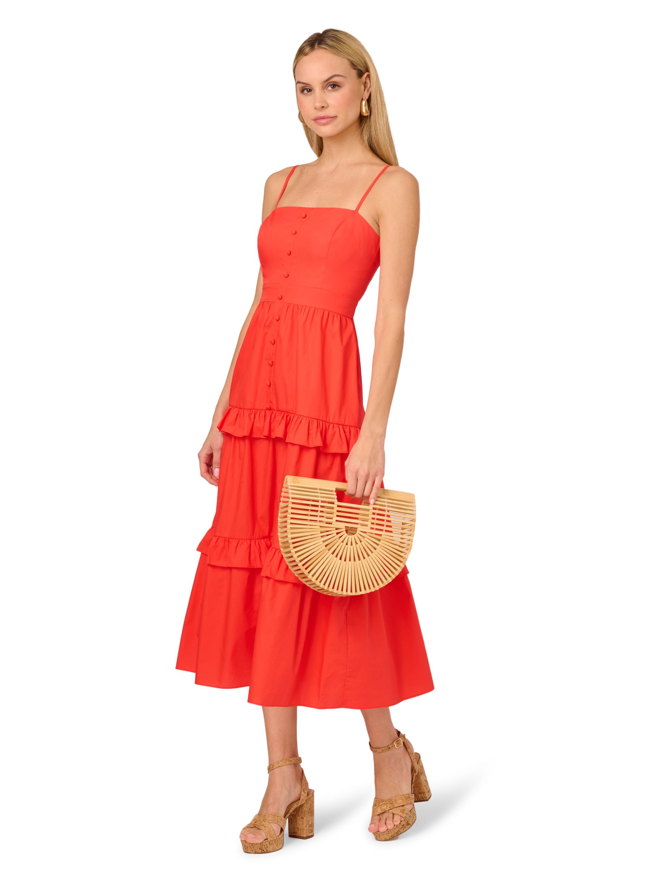 Adrianna by Adrianna Papell Adrianna by Adrianna Papell Women's Solid Tiered Midi Dress in Pink - 2