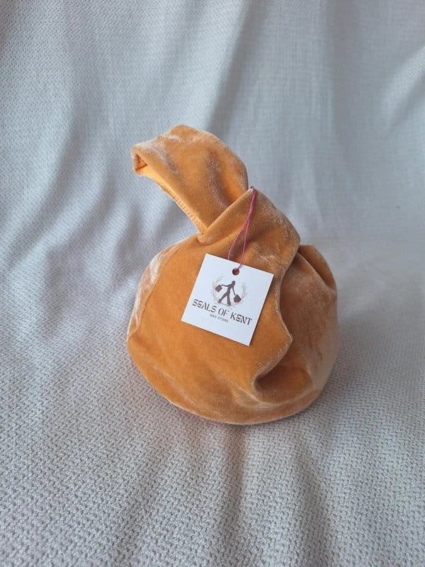 Seals of Kent Gold/orange Velvet Japanese Handmade knot bag - 1