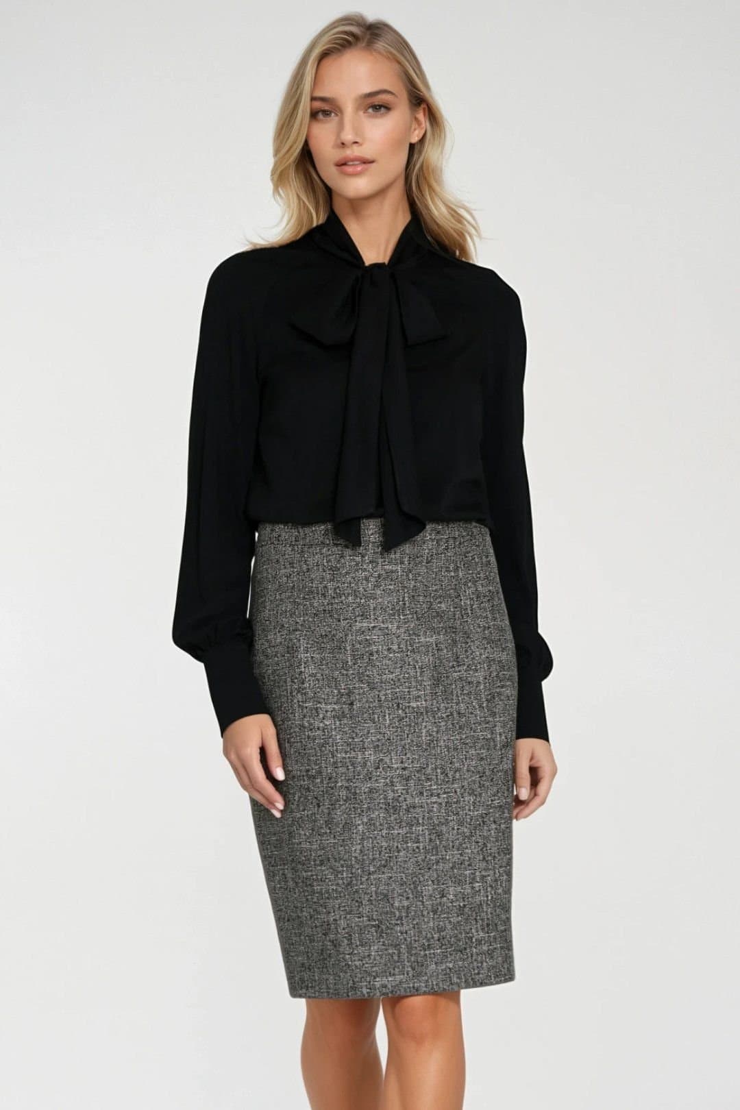 Love Lace Love Lace Women's Textured Knee-Length Skirt in Grey