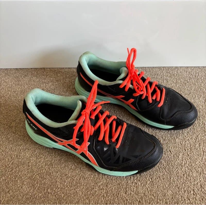 Asics ASICS Gel Peake hockey shoes trainers boots black mint green neon orange size 6