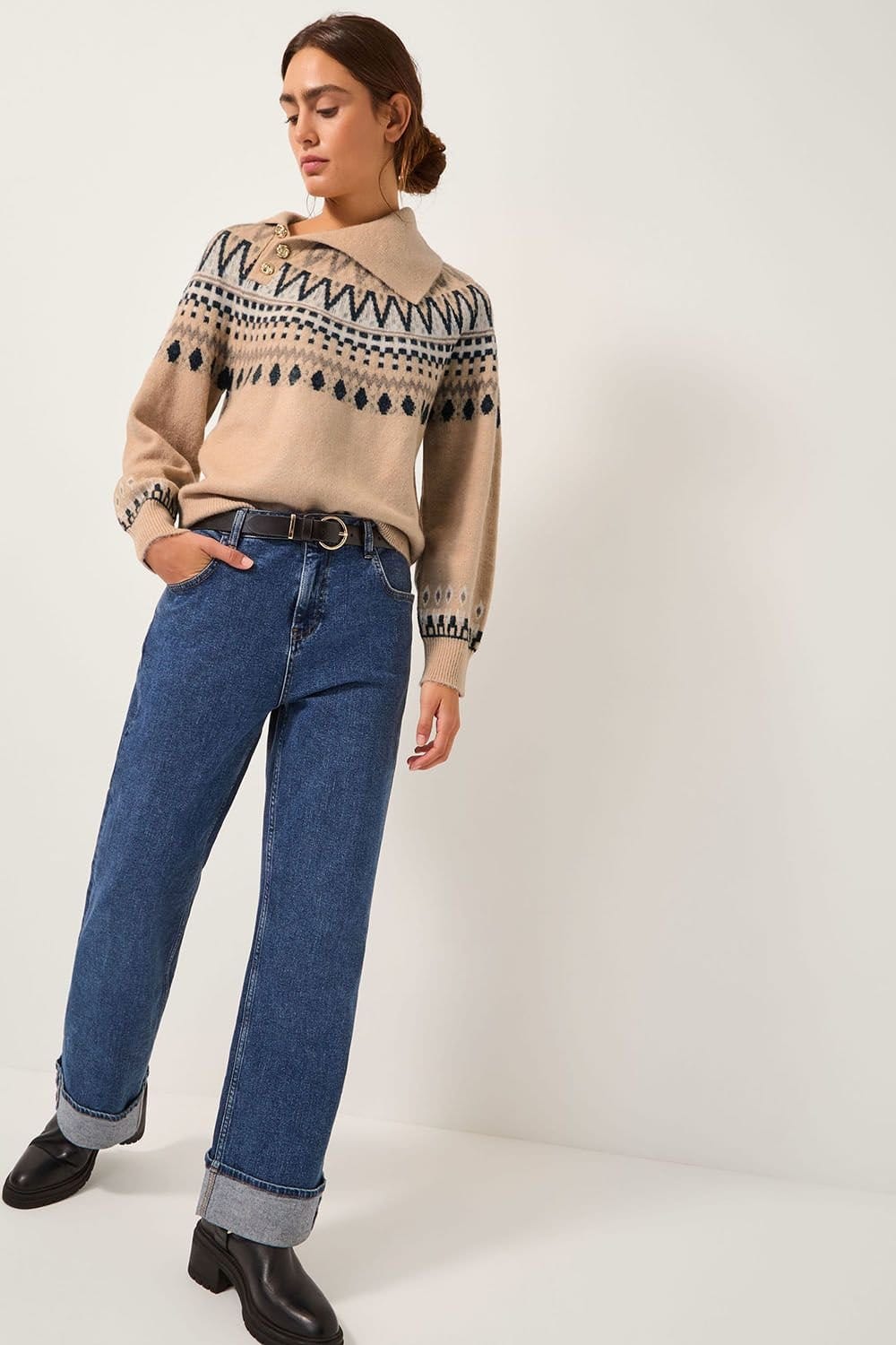Monsoon Monsoon Women's Fifi Fair Isle Jumper Camel - 4