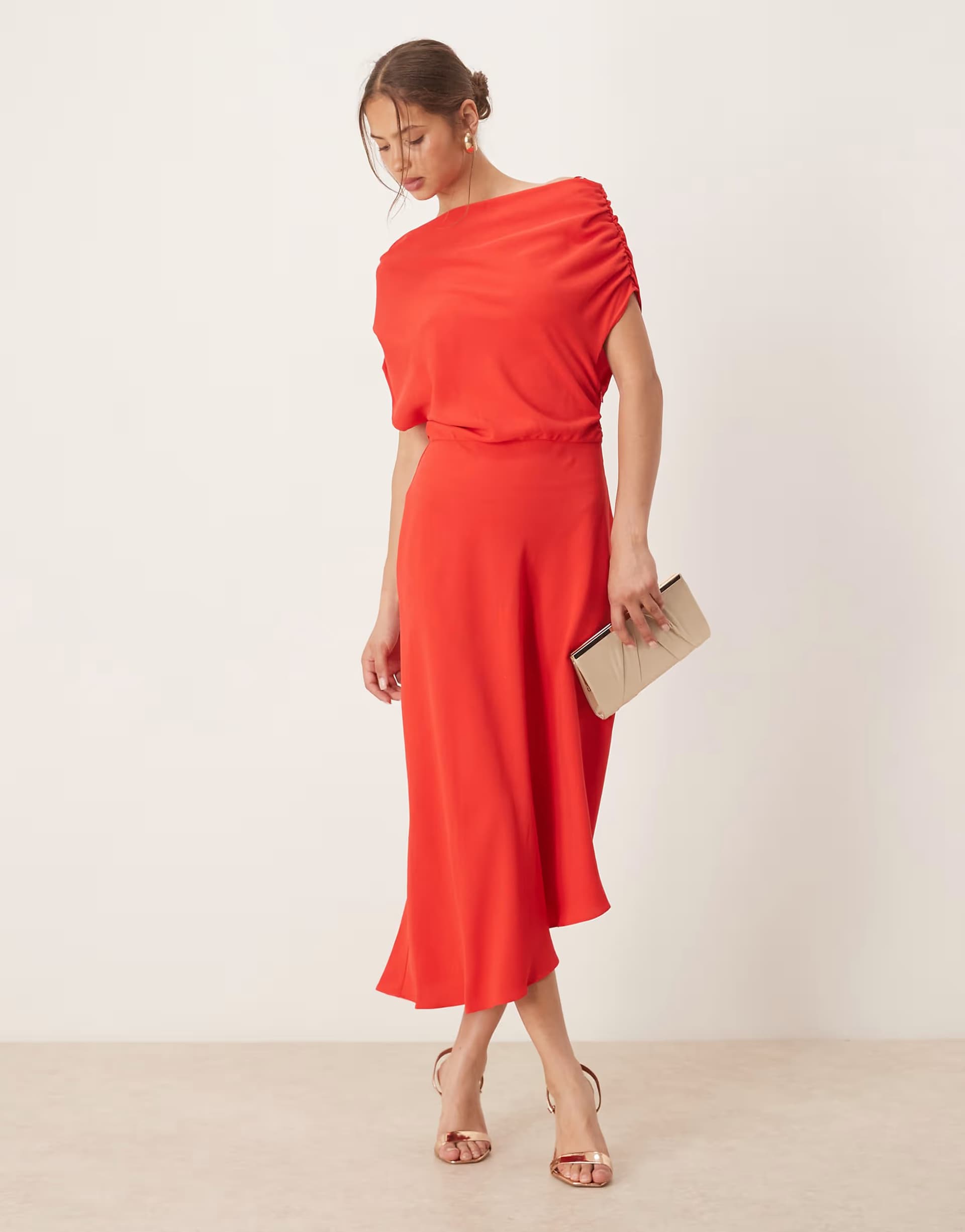 ASOS Mango asymmetric midi dress in red