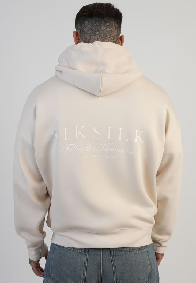 SikSilk SikSilk Men's Graphic Full Zip Hoodie in Ecru - 2