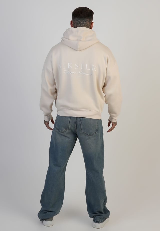 SikSilk SikSilk Men's Graphic Full Zip Hoodie in Ecru - 3