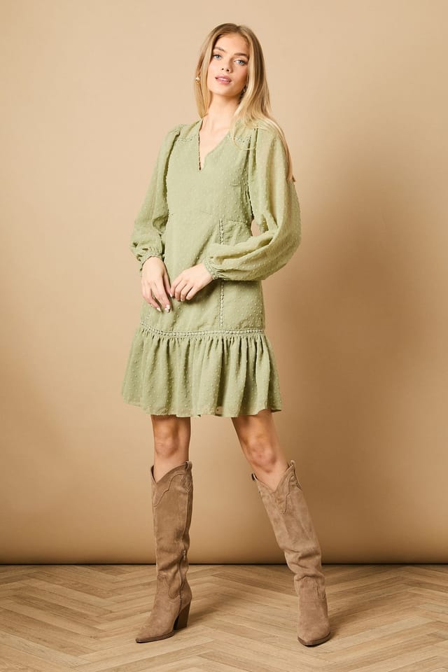 Oasis Oasis Women's Trim Insert Detail Mini Dress in Green - 2