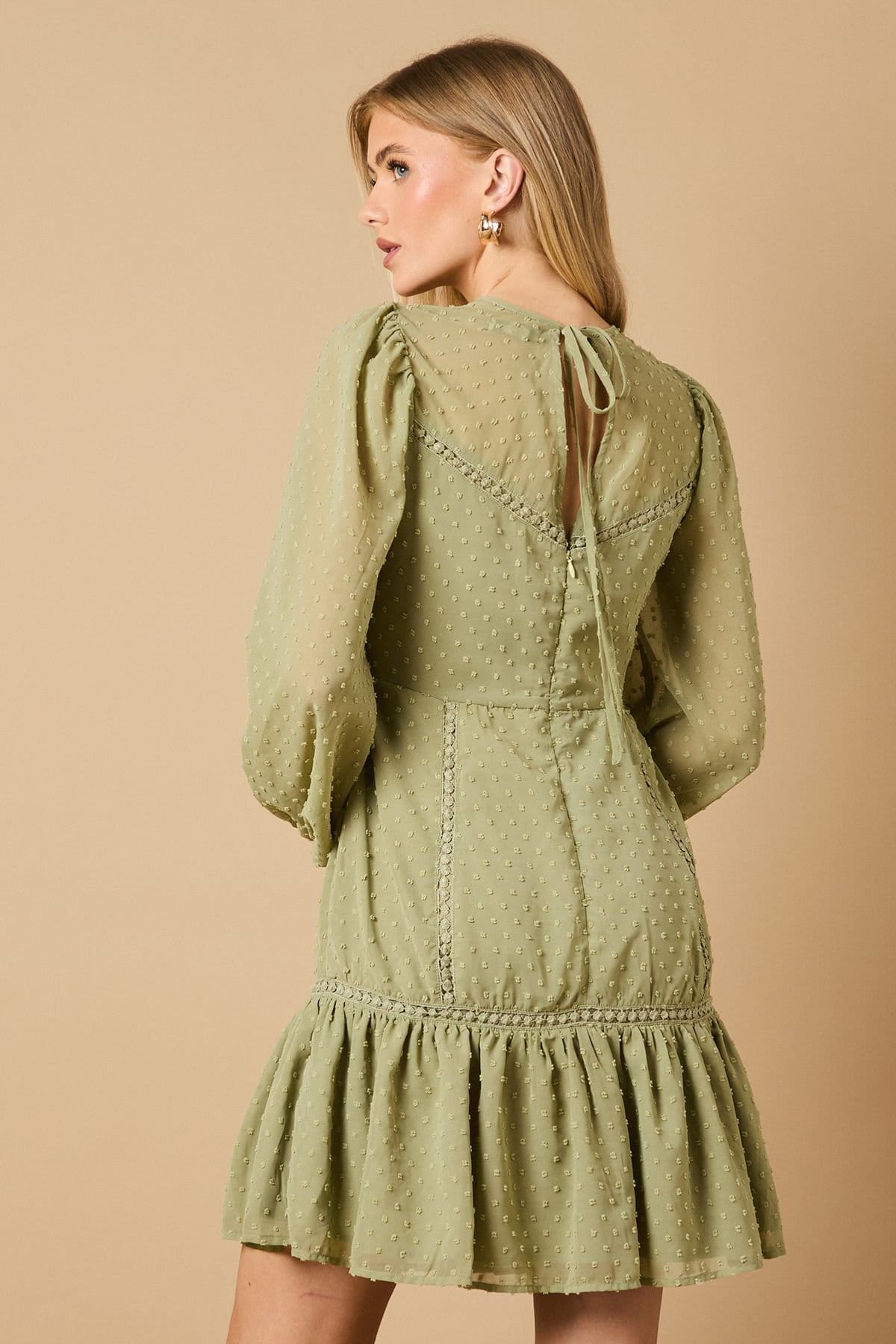 Oasis Oasis Women's Trim Insert Detail Mini Dress in Green - 4