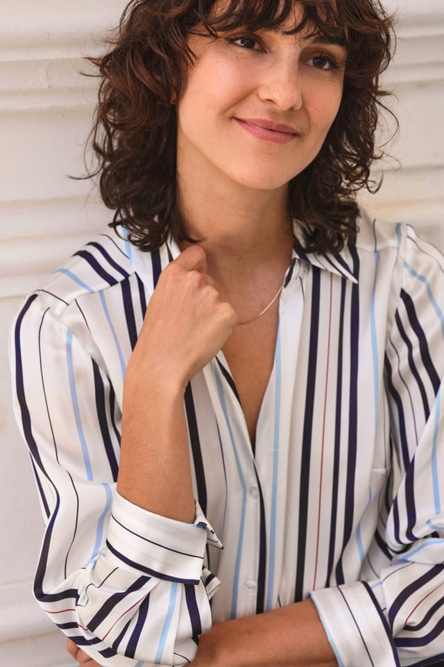Pure Collection Pure Collection Women's Open Neck Silk Dress Shirt - 2
