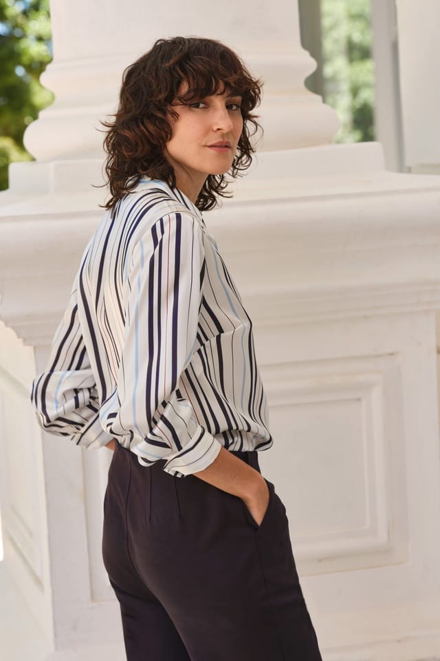 Pure Collection Pure Collection Women's Open Neck Silk Dress Shirt - 3
