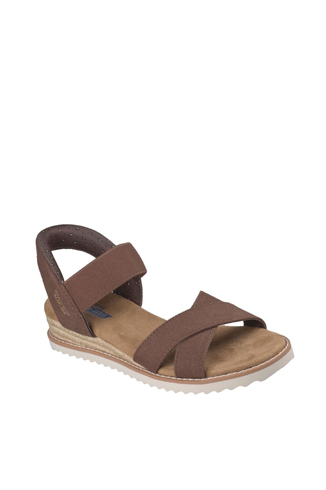Skechers Skechers Women's DESERT KISS Slip-Ins Washed Canvas Cross Strap Sandal Chocolate Washed Canvas