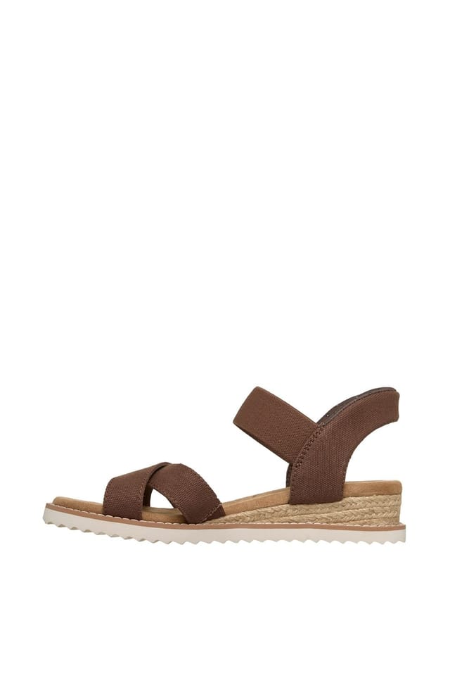 Skechers Skechers Women's DESERT KISS Slip-Ins Washed Canvas Cross Strap Sandal Chocolate Washed Canvas - 2
