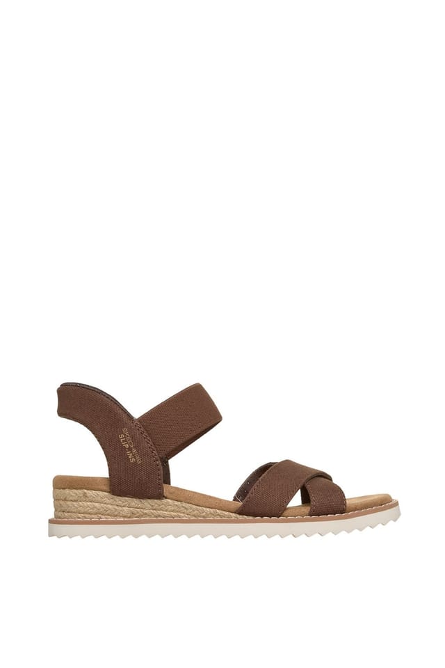 Skechers Skechers Women's DESERT KISS Slip-Ins Washed Canvas Cross Strap Sandal Chocolate Washed Canvas - 3