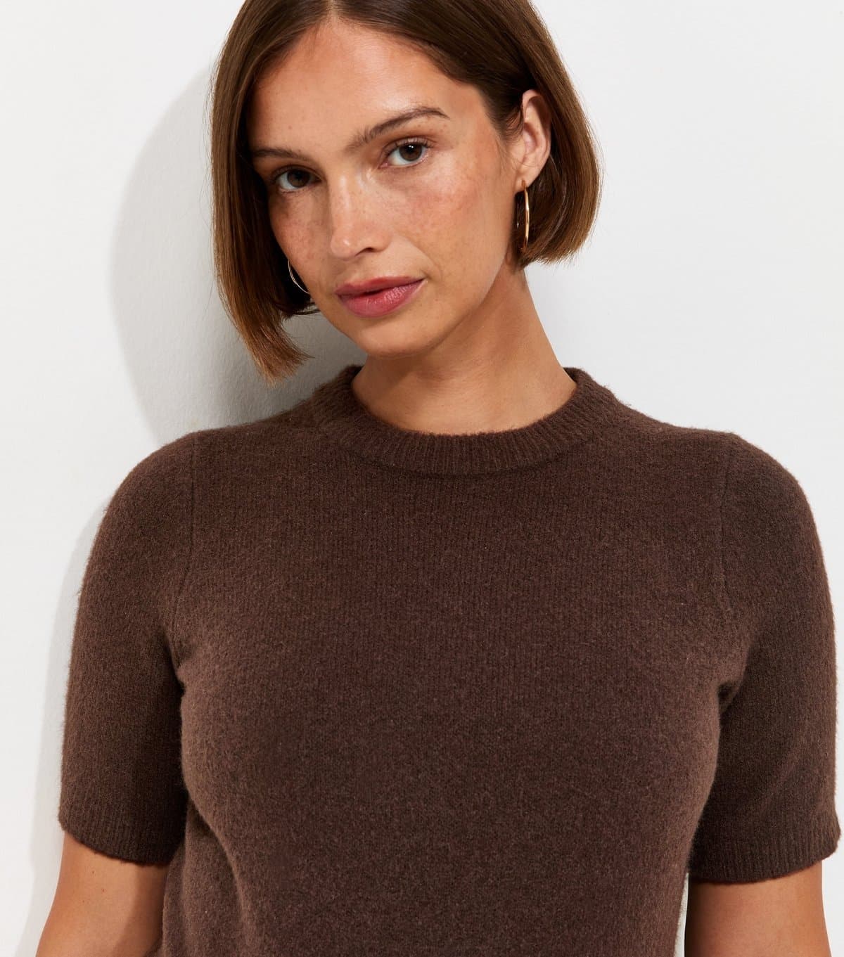New Look Women's Maternity Dark Brown Brushed Knit Set In Sleeve T-Shirt New Look