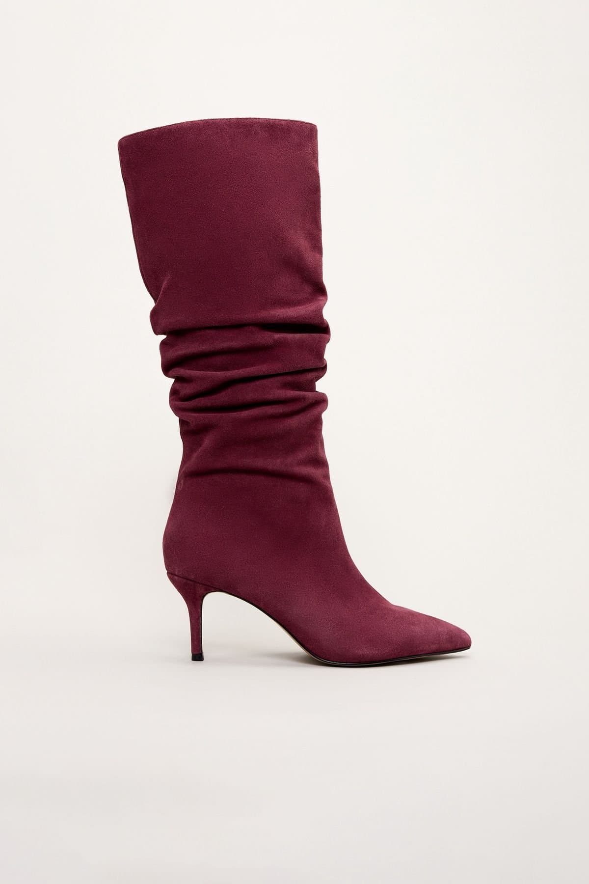 Phase Eight Phase Eight Women's Suede Slouch Knee High Boot in Wine