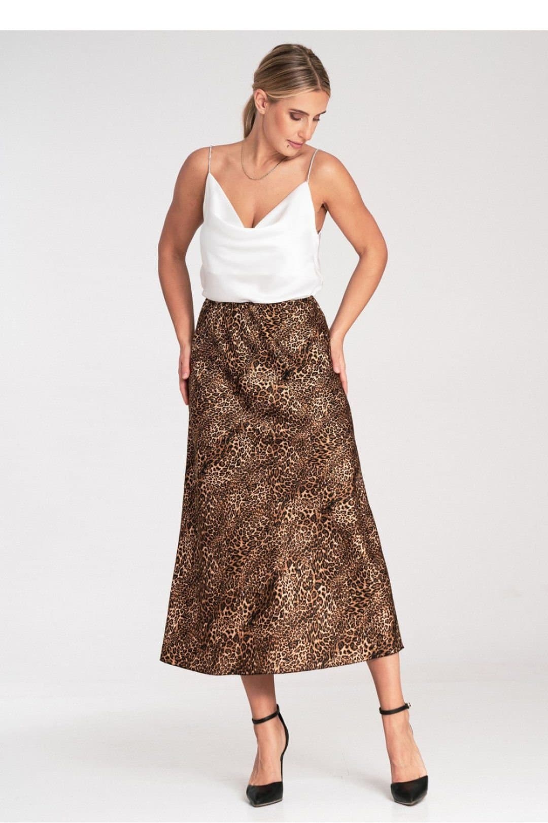 Love Lace Love Lace Women's Satin Midi Skirt with Elastic Waist