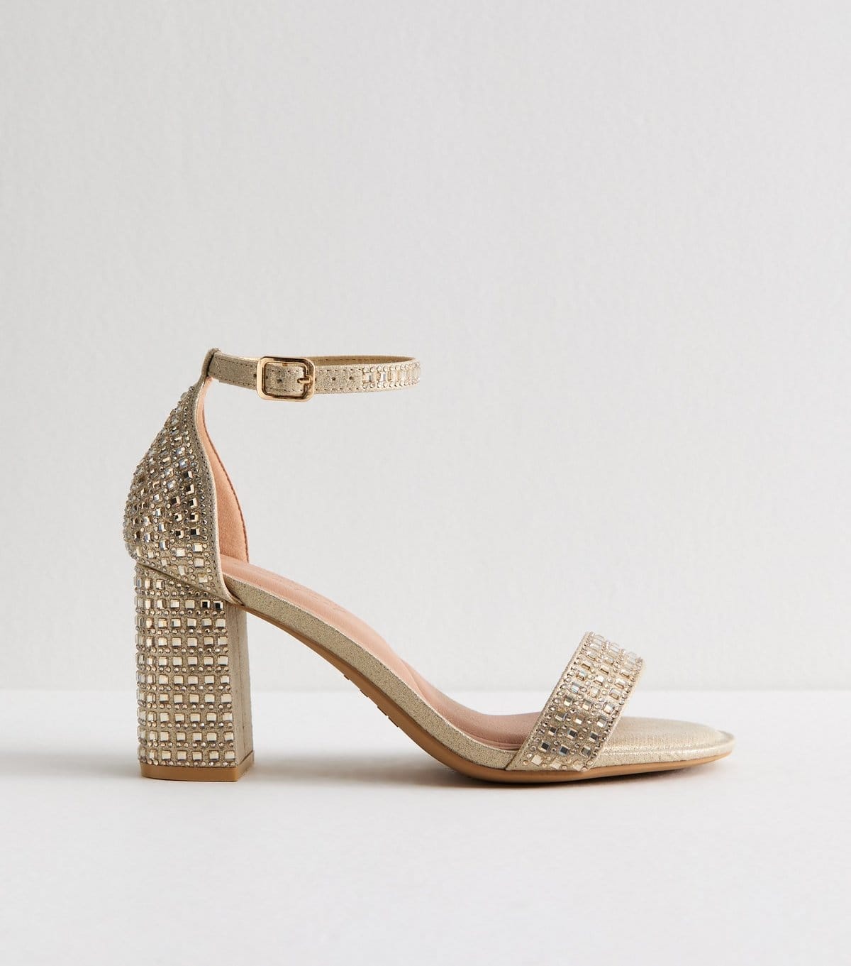 New Look Women's Wide Fit Gold Embellished Block Heel Sandals New Look - 4