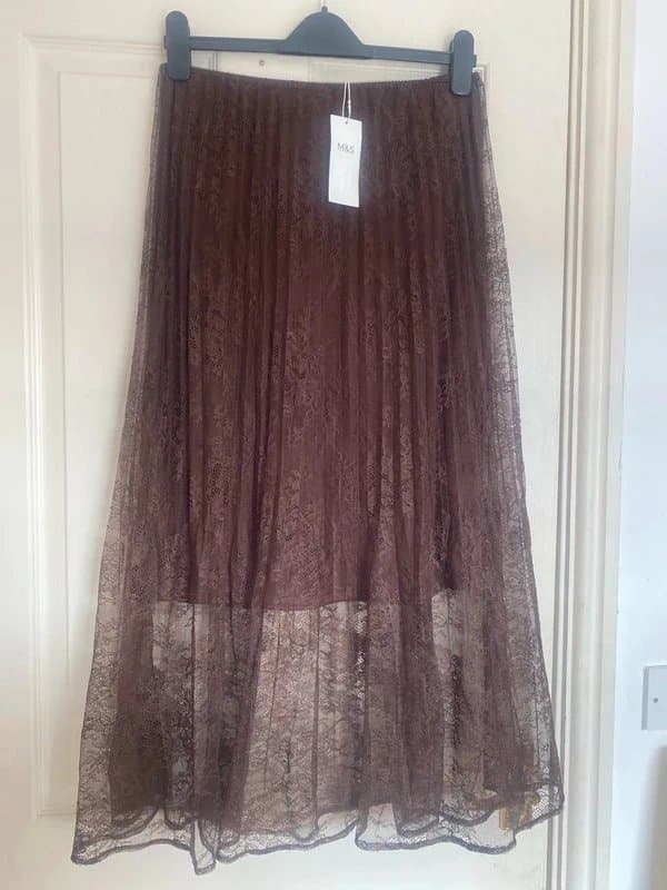 Marks & Spencer M&S new brown lace skirt size 10 petite