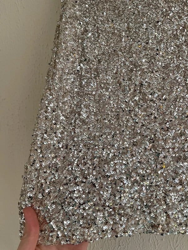 Never Fully Dressed Silver Sequin Mini Wrap Skirt
