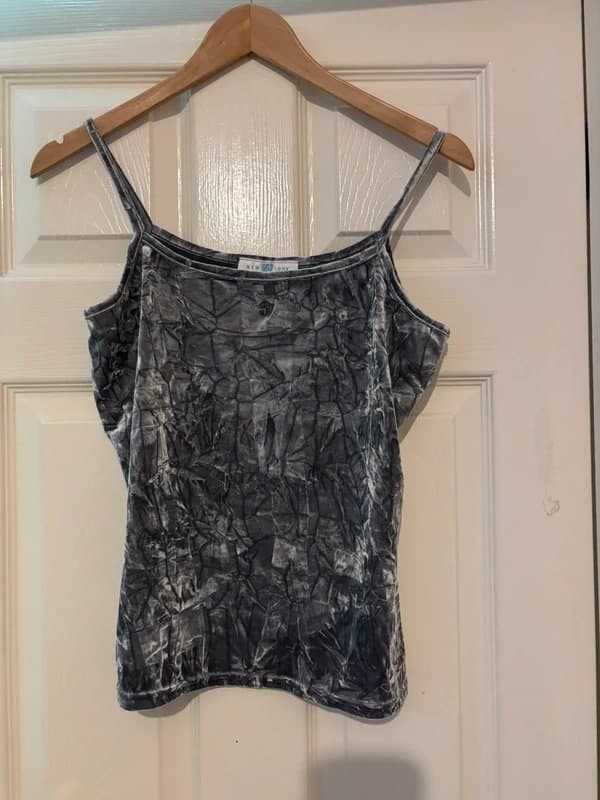 New Look Vintage crushed velvet silver New Look top
