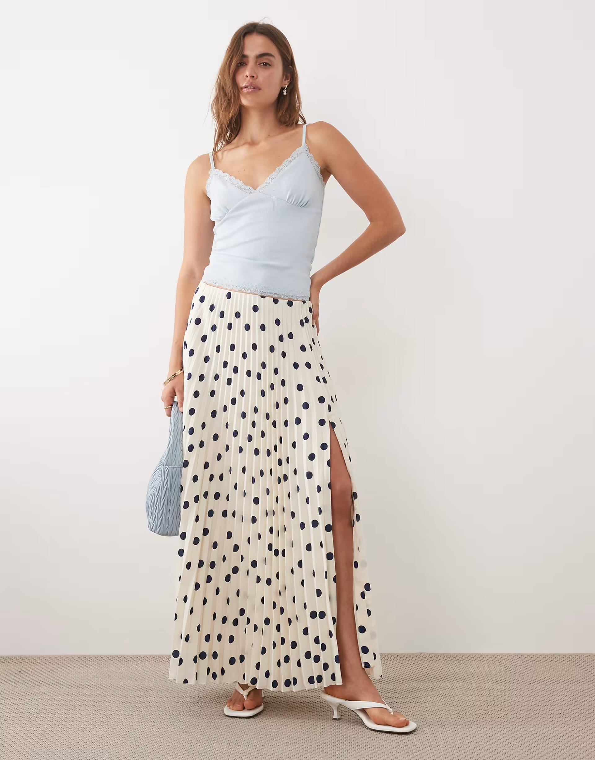 Abercrombie & Fitch Giselle Cream Polka Dot Maxi Skirt