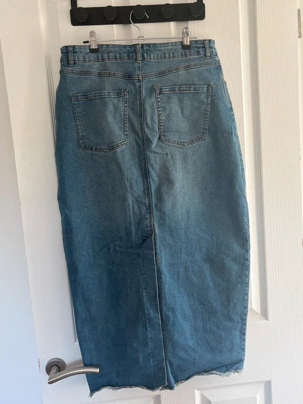 T.K. Maxx Weekend Vibes Denim Midi Pencil Skirt with Back Slit Worn Once 14 - 1