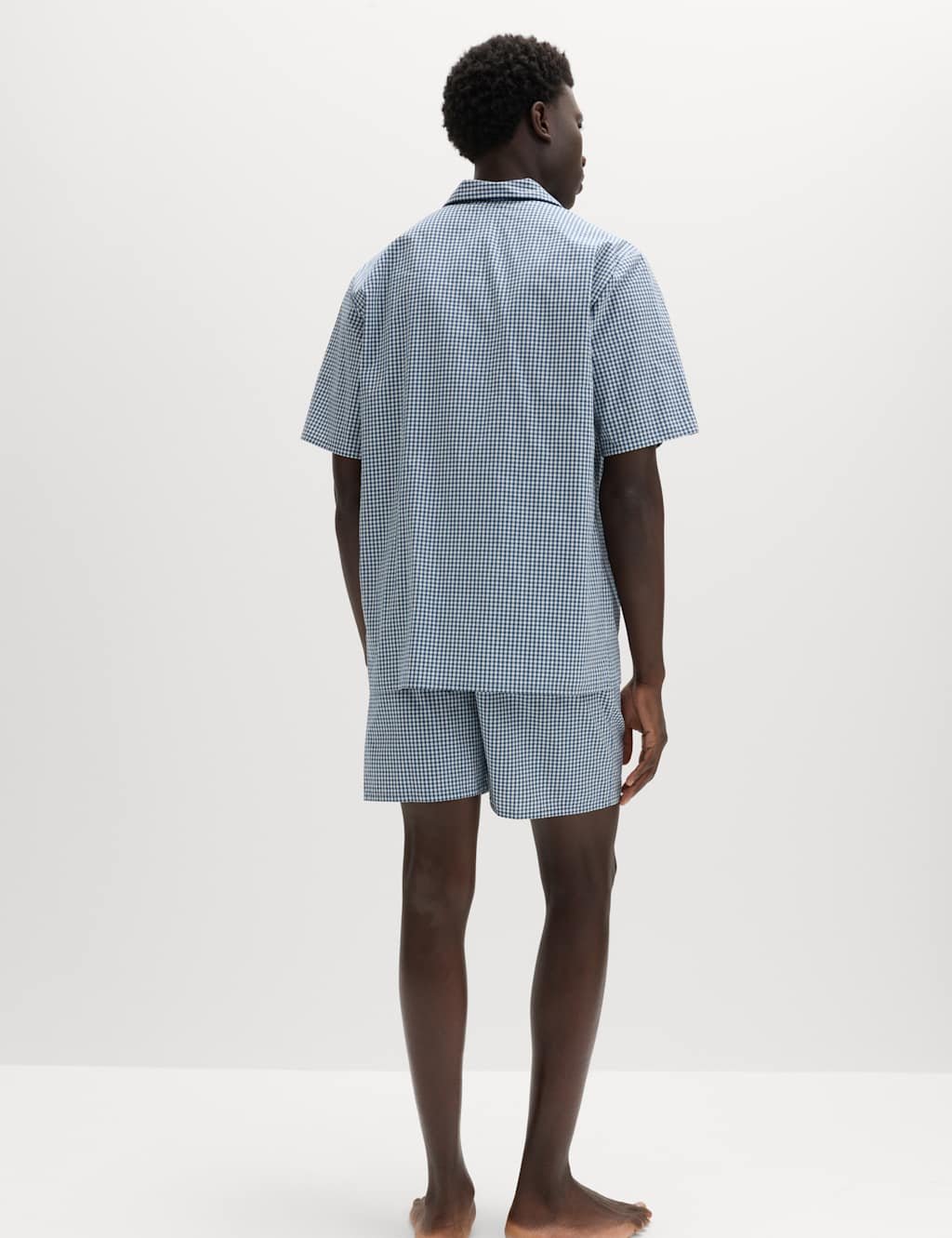 Marks & Spencer M&S Pure Cotton Gingham Pyjama Set Blue Mix - 4