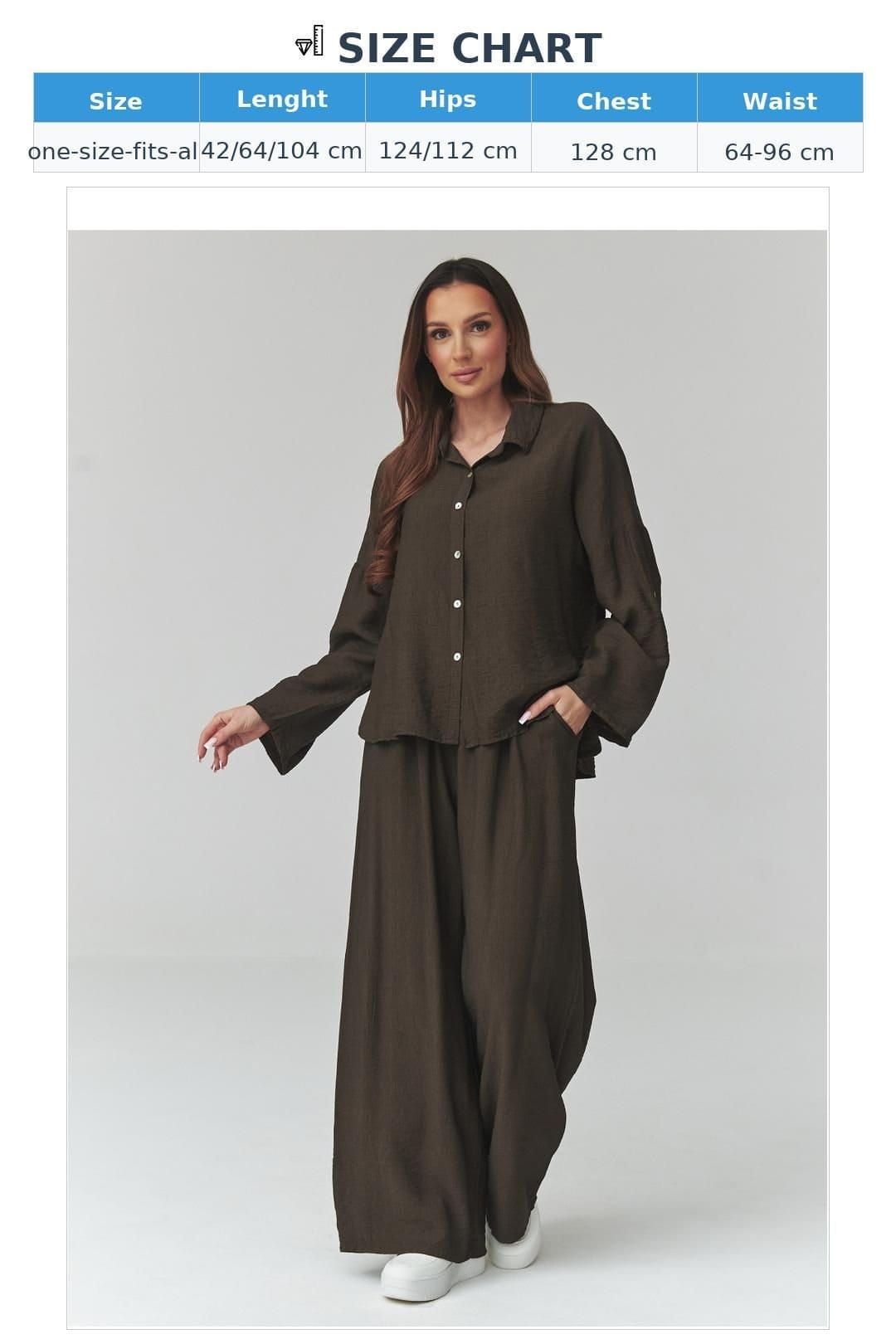 Love Lace Love Lace Women's Breathable Spring Summer Shirt Trouser Set in Brown - 4