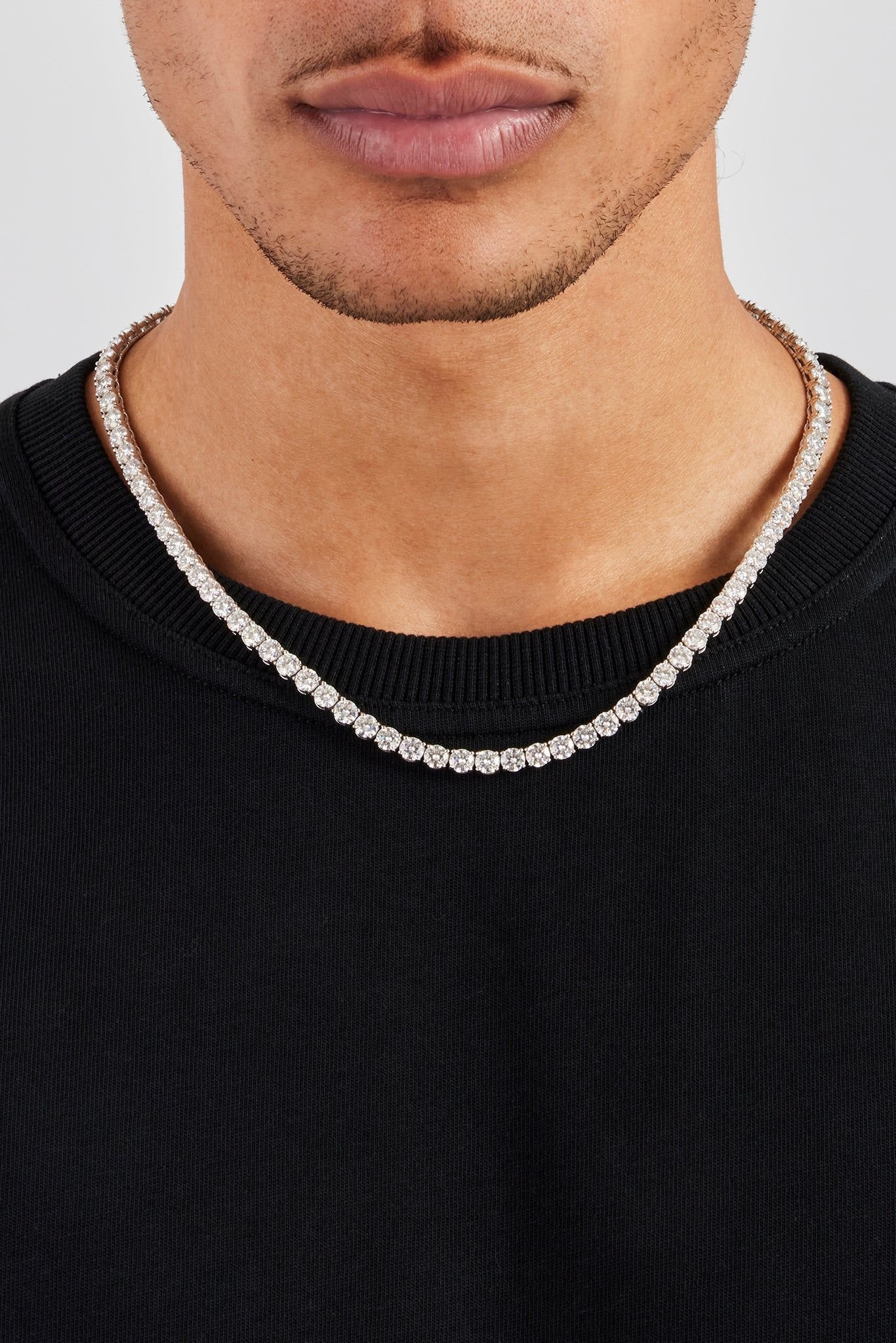 Cernucci Cernucci Men's Moissanite 5mm Tennis Chain in Metallic Silver - 1