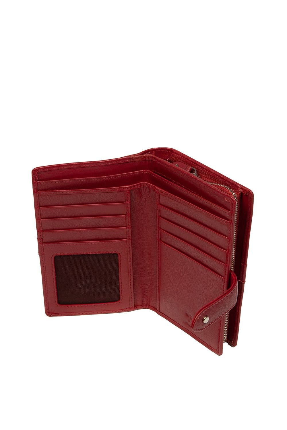 NiNa Amora NiNa Amora Women's 'Gabriela' Black Leather Purse in Red - 4