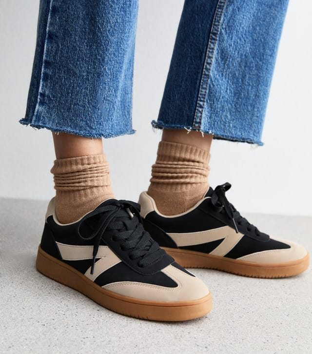 New Look Women's Black Brushed Faux Leather Chunky Sole Trainers Vegan New Look - 2