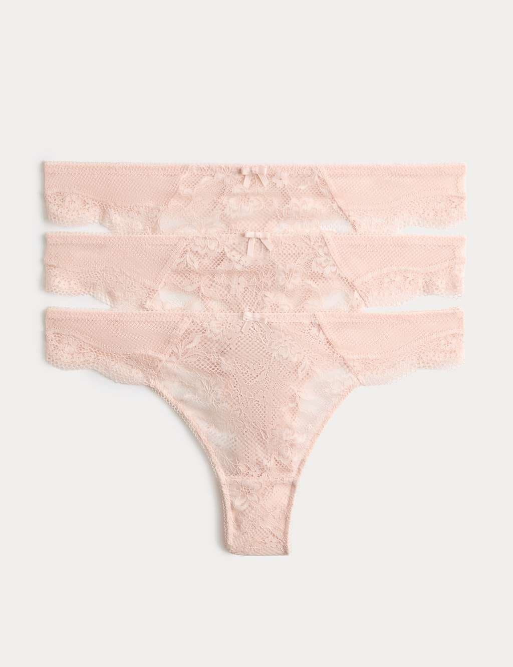 Marks & Spencer M&S Soft Coral Lace Thongs Set of 3
