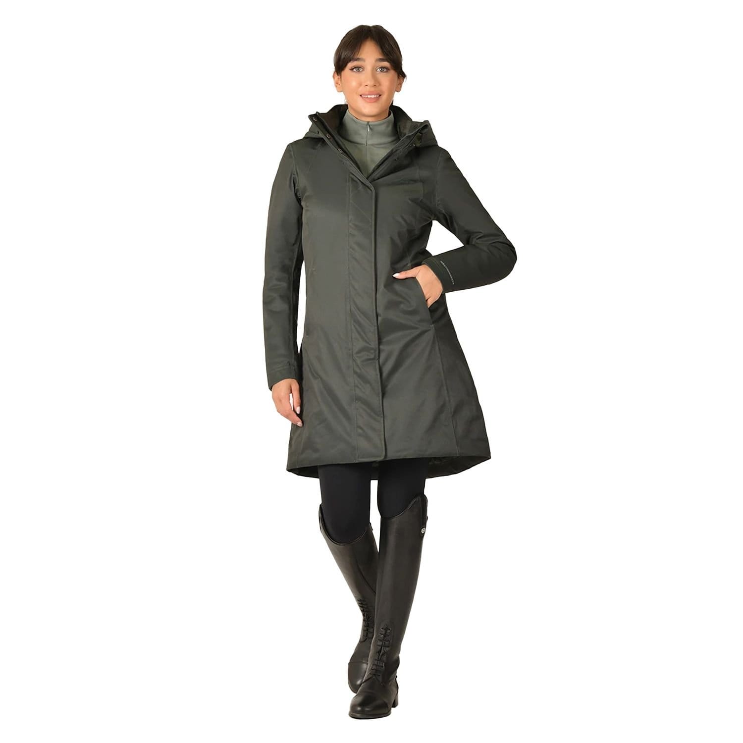 Weatherbeeta Weatherbeeta Women's Equestrian Waterproof Longline All Purpose Jacket in Bottle Green - 4