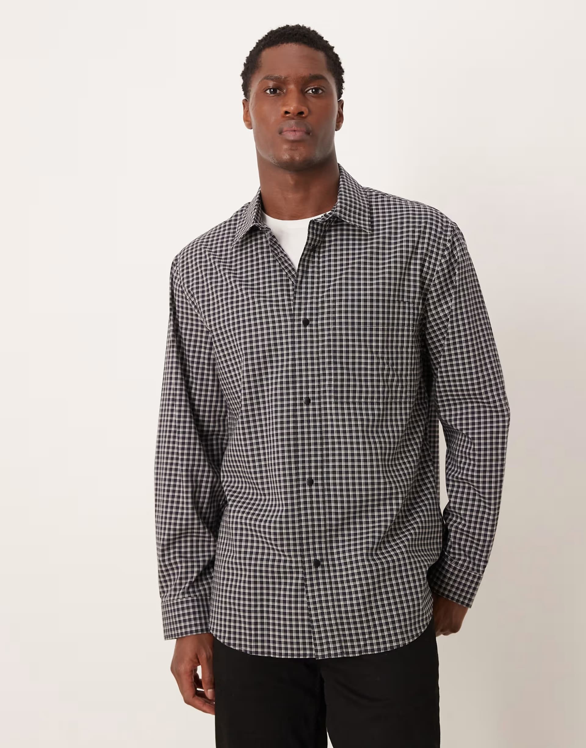ASOS Mango 100% cotton checked shirt in black