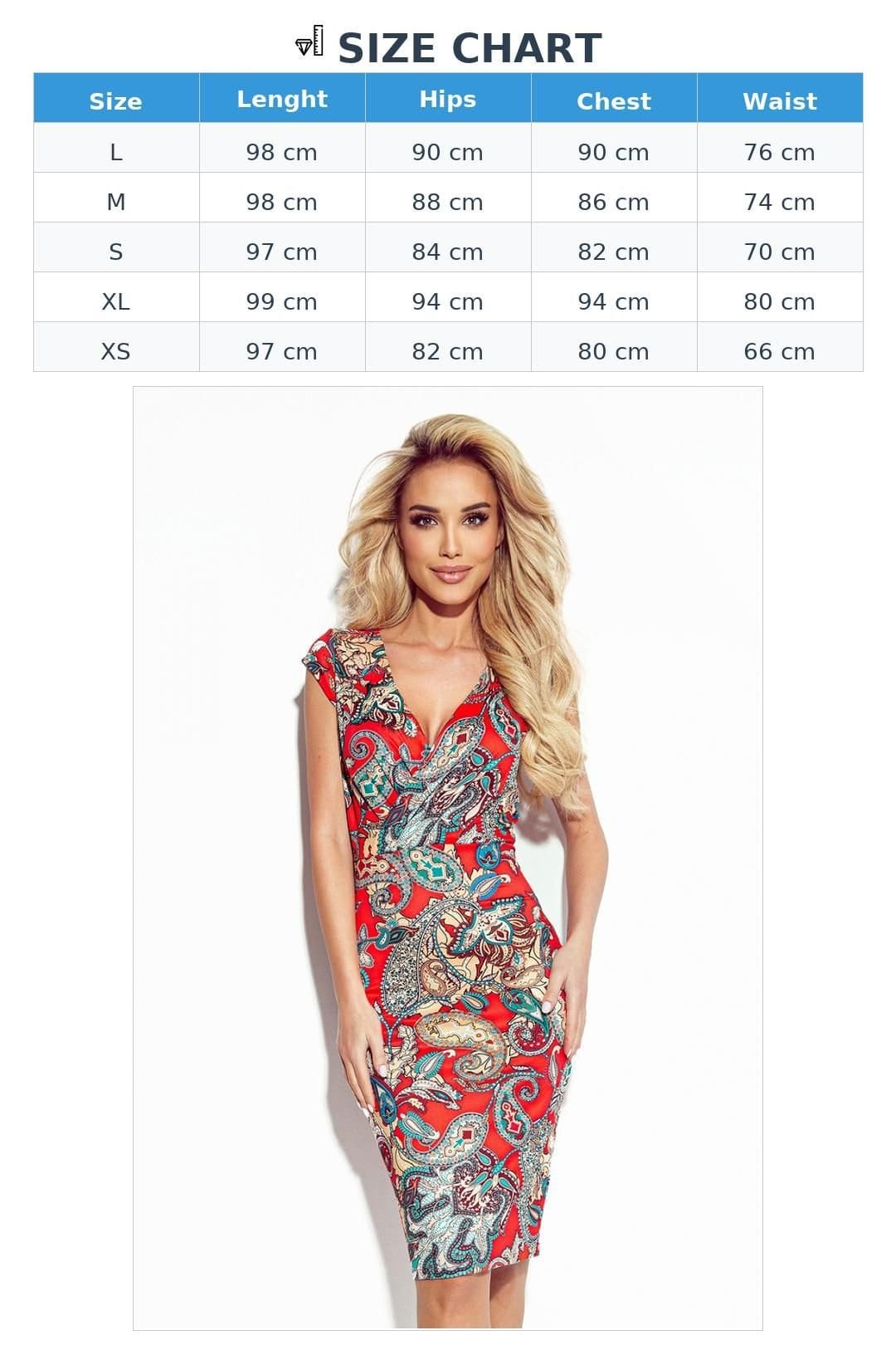 Love Lace Love Lace Women's Colorful Pattern Fitted Envelope Neck Dress in Red - 4