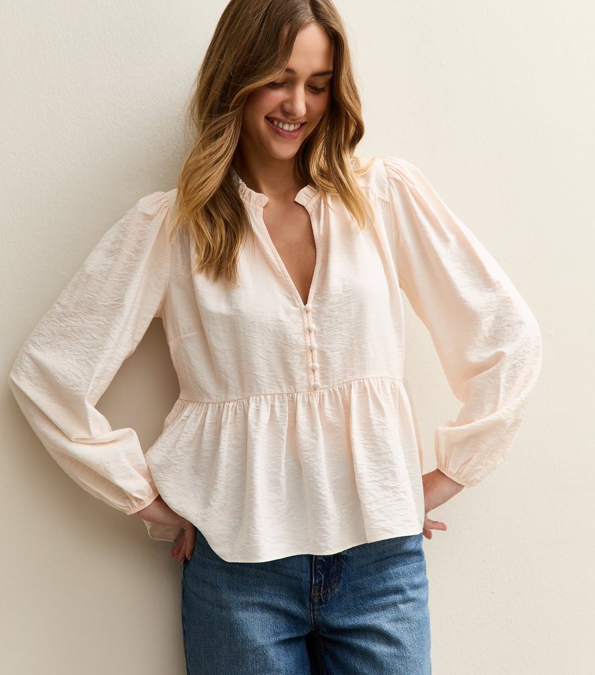 New Look New Look Light Pink Peplum Blouse