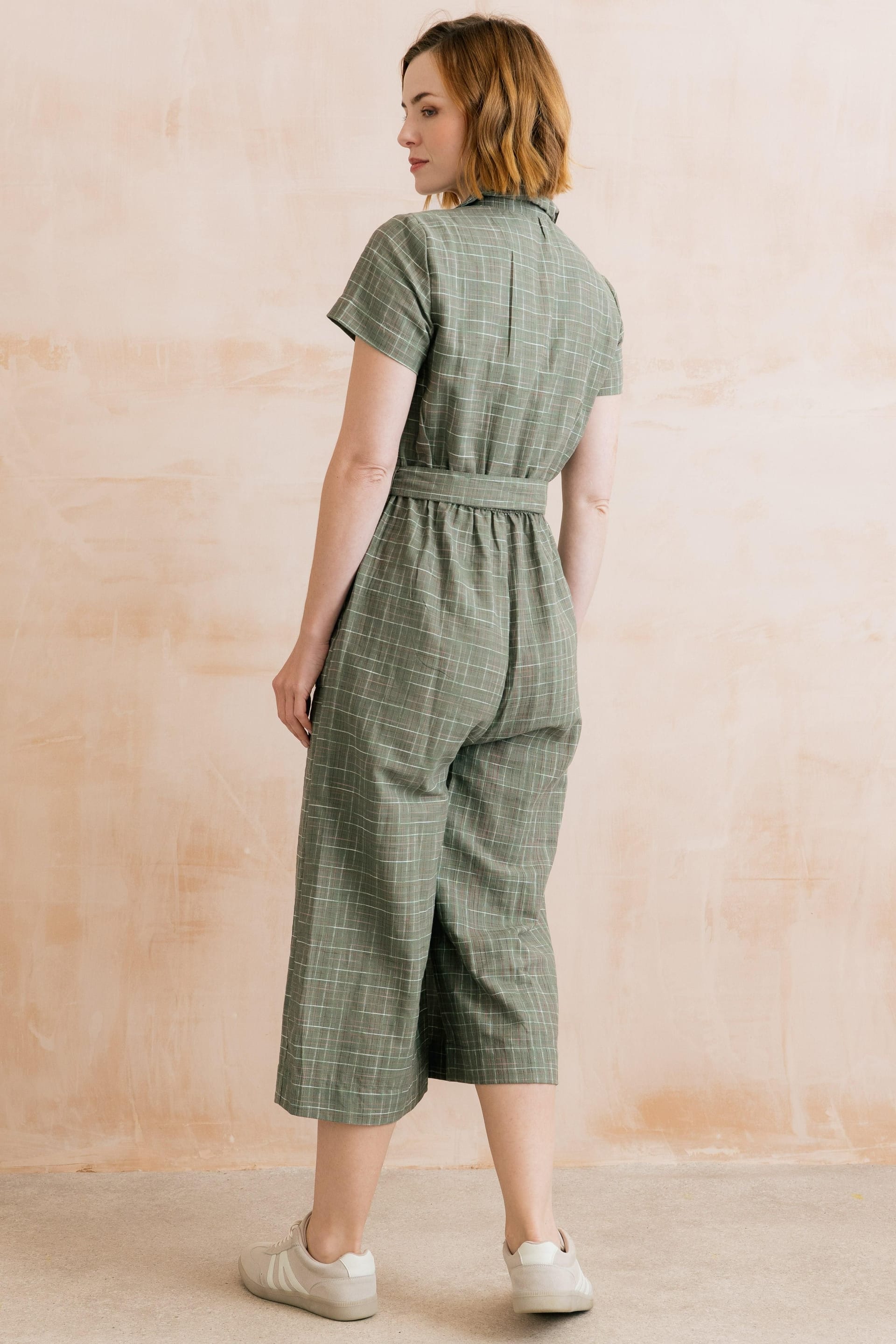 Lily & Me Lily & Me Women's Josie Checked Cotton Cropped Jumpsuit - 4