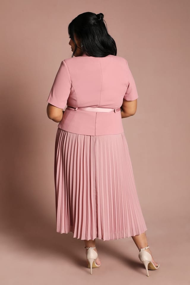 Coast Coast Women's Plus 2 In 1 Wrap Dress With Pleated Skirt in Rose - 3