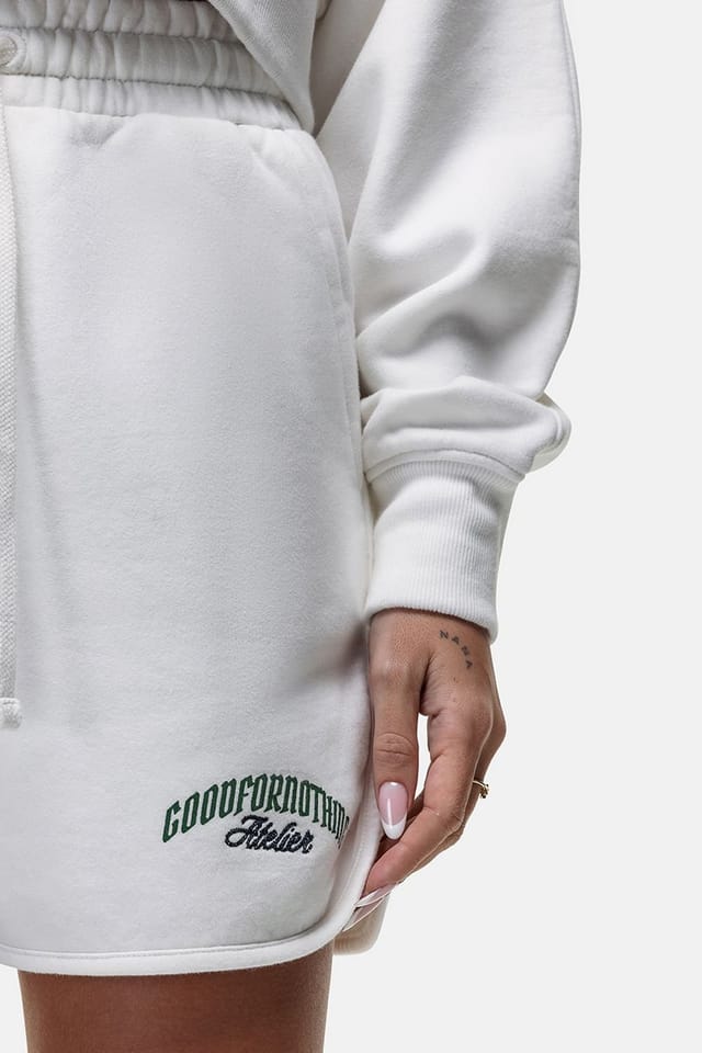 Good For Nothing Good For Nothing Women's Relaxed Fit Jersey Shorts in White - 3