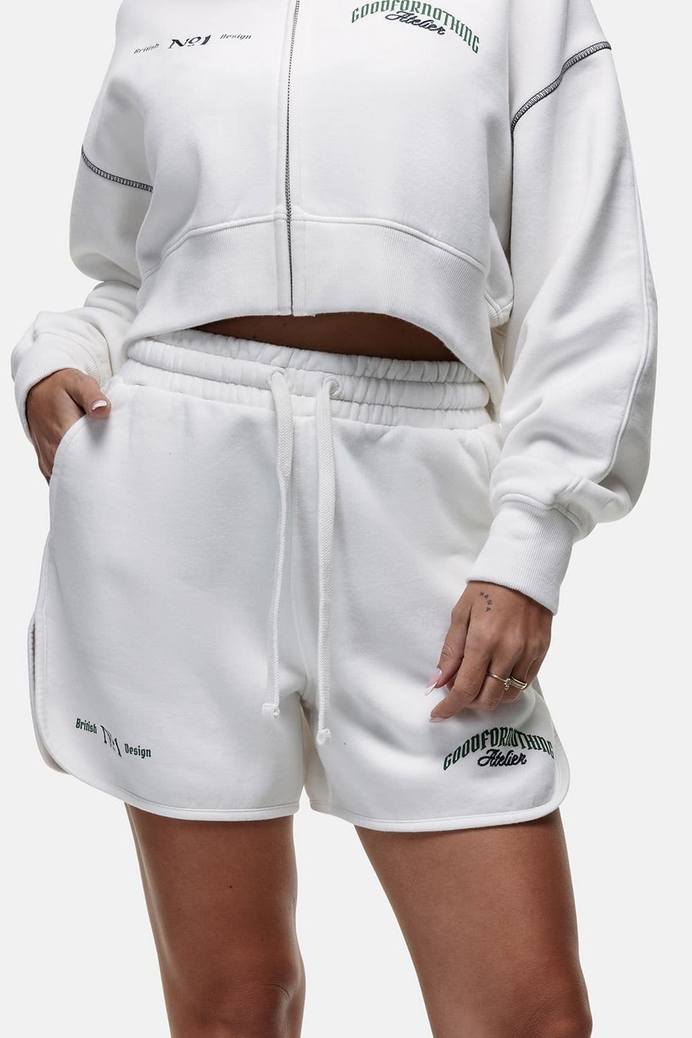 Good For Nothing Good For Nothing Women's Relaxed Fit Jersey Shorts in White - 4