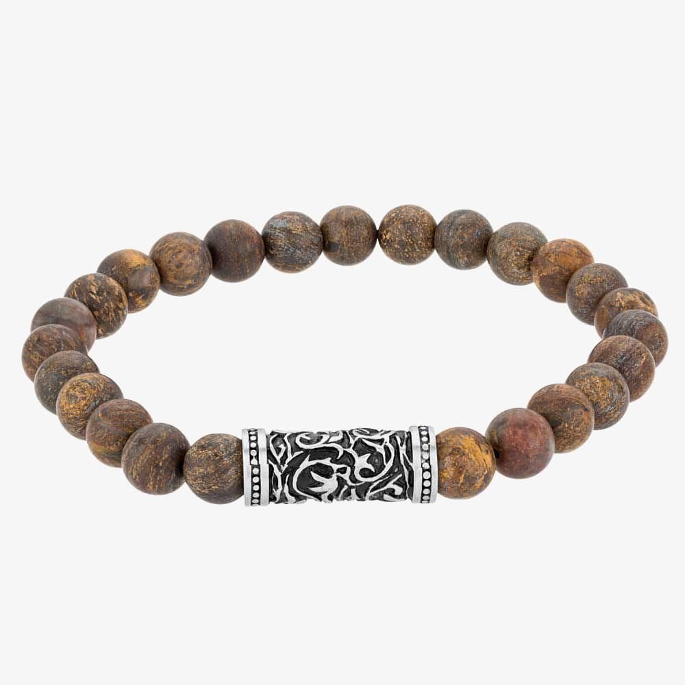 Bourne and Wilde Bourne and Wilde Men's Brown Bronzite Bead Bracelet UR12-11