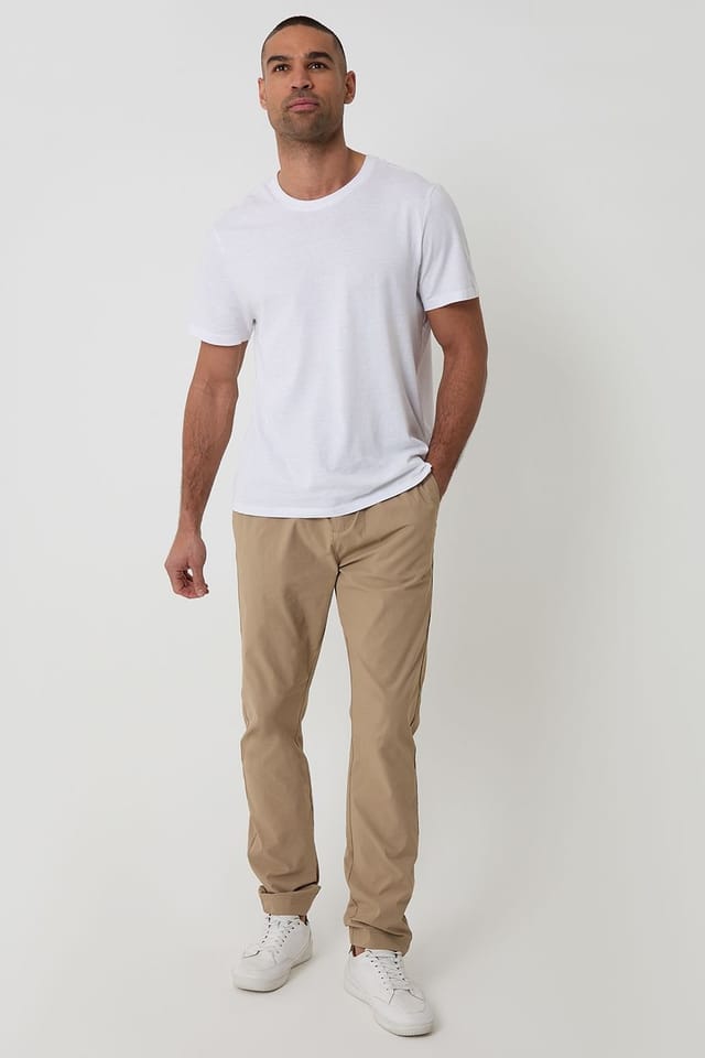 Threadbare Threadbare Men's Slim Fit Stretch Trousers in Stone - 3