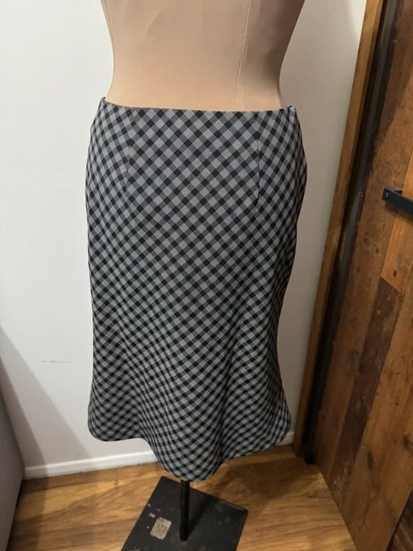 ASOS Design grey check plaid 90s office core smart wear midi skirt size 10