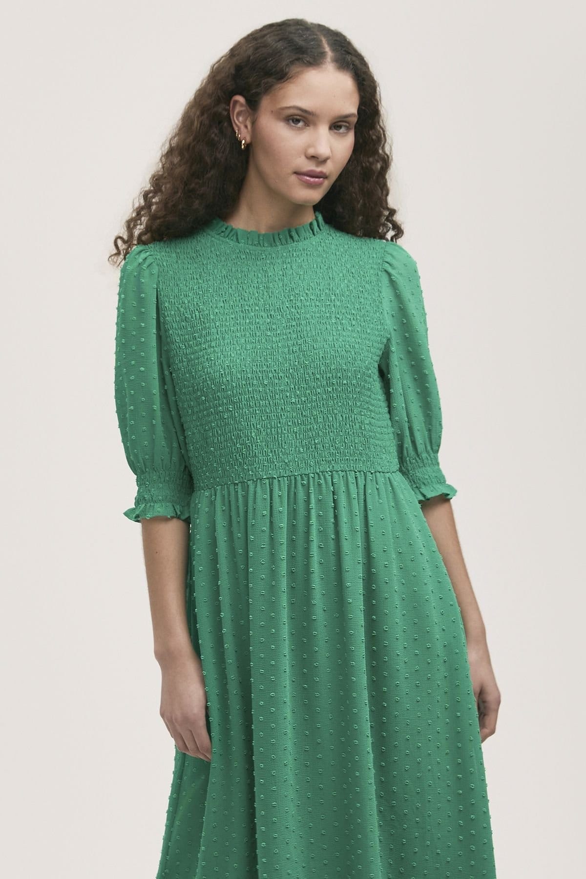 Finery London Finery London Women's Amelia 3/4 Sleeve Chiffon Midi Dress in Emerald - 4