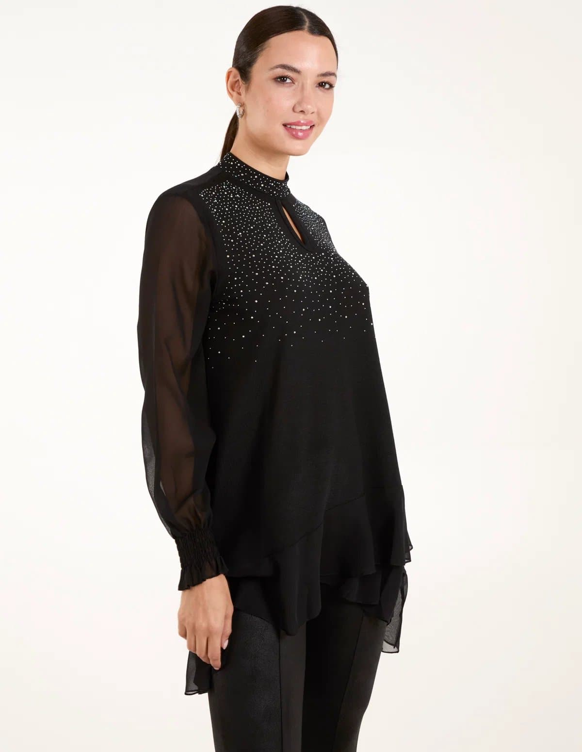 Blue Vanilla Rhinestone High Neck Top