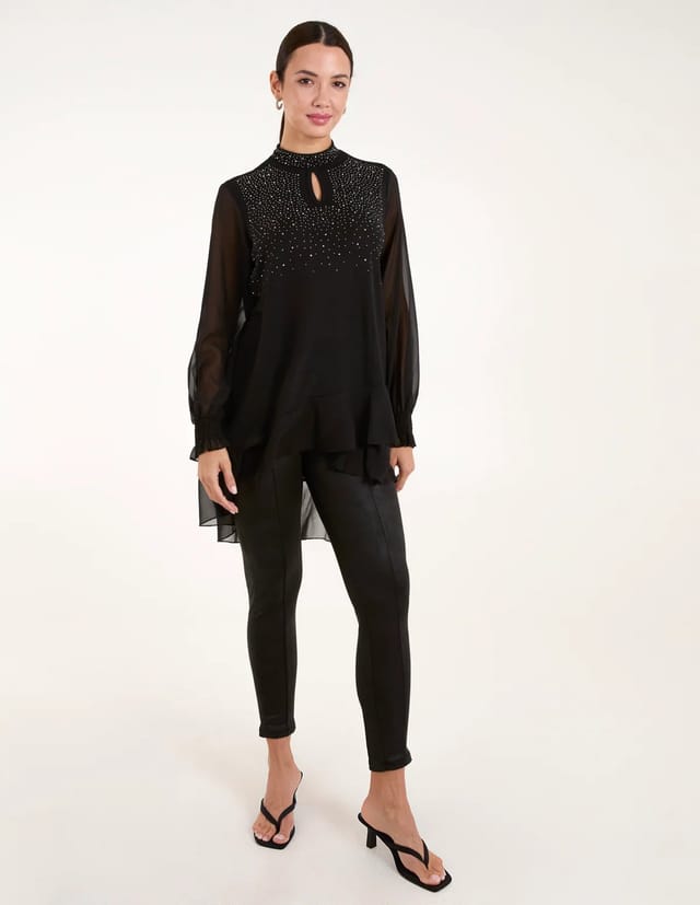 Blue Vanilla Rhinestone High Neck Top - 2