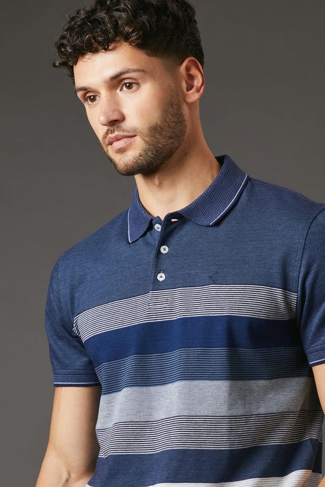 Maine Maine Men's Blue Oakland Stripe Polo Shirt - 2