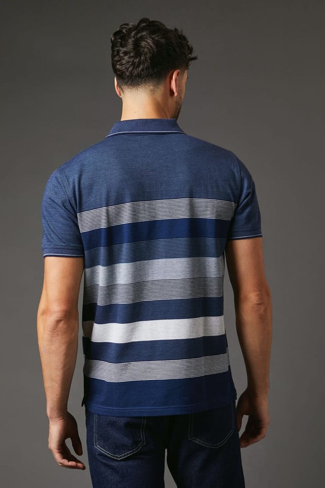 Maine Maine Men's Blue Oakland Stripe Polo Shirt - 3