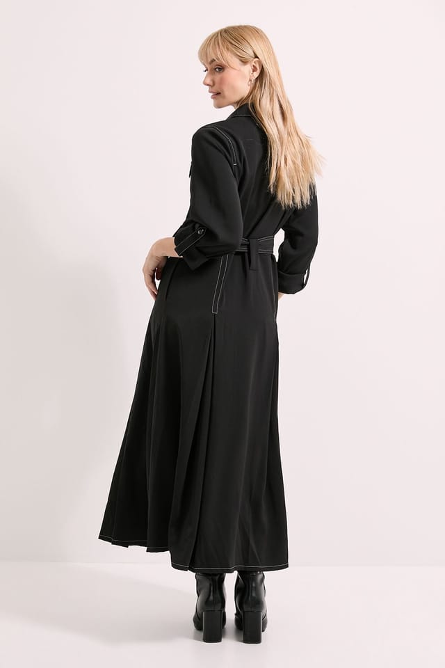 Principles Principles Women's Black Stitch Belted Utility Dress - 3